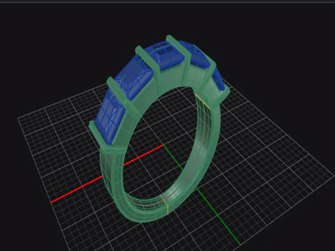 Bar set princess cut diamond 5 stone engagement ring 3D Print Model