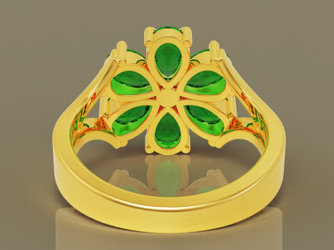 Pear shape diamond flower ring 3Dプリントモデル