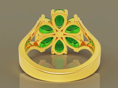 Pear shape diamond flower ring 3D Print Model
