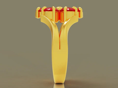 Pear shape diamond flower ring 3D Print Model