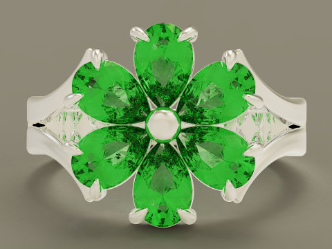 Pear shape diamond flower ring 3Dプリントモデル