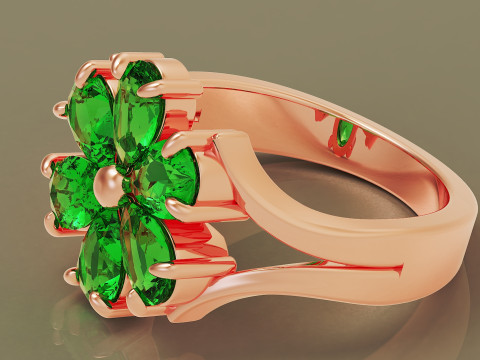 Pear shape diamond flower ring 3Dプリントモデル