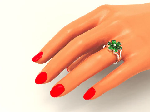 Pear shape diamond flower ring 3D Print Model