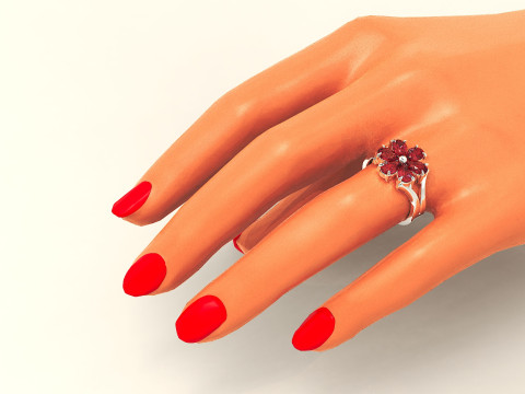 Pear shape diamond flower ring 3Dプリントモデル