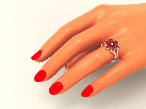 Pear shape diamond flower ring 3D Print Model