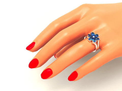 Pear shape diamond flower ring 3D Print Model