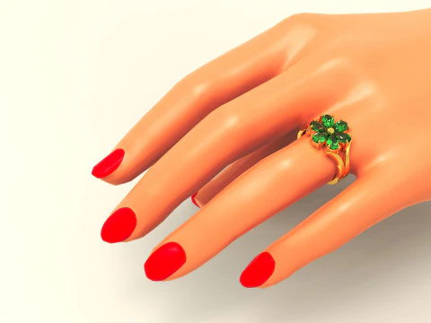 Pear shape diamond flower ring 3D Print Model