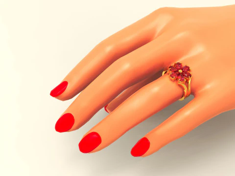 Pear shape diamond flower ring 3D Print Model