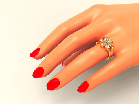 Pear shape diamond flower ring 3Dプリントモデル