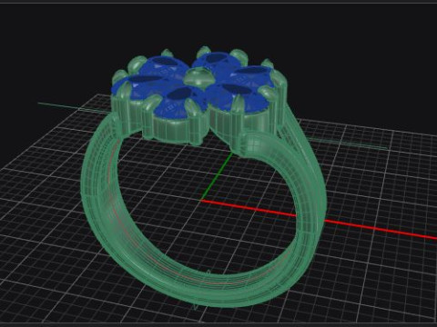 Pear shape diamond flower ring 3Dプリントモデル