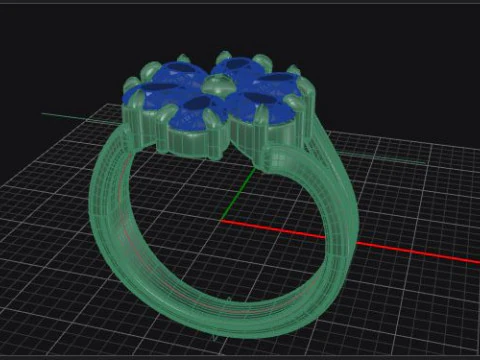 Pear shape diamond flower ring 3D Print Model