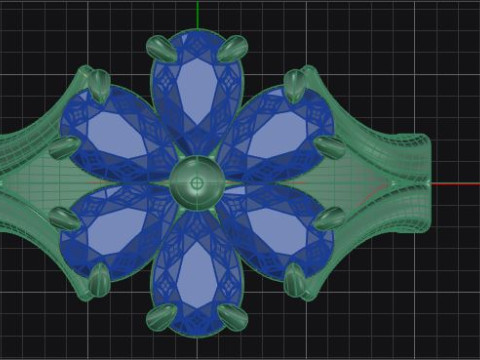 Pear shape diamond flower ring 3Dプリントモデル