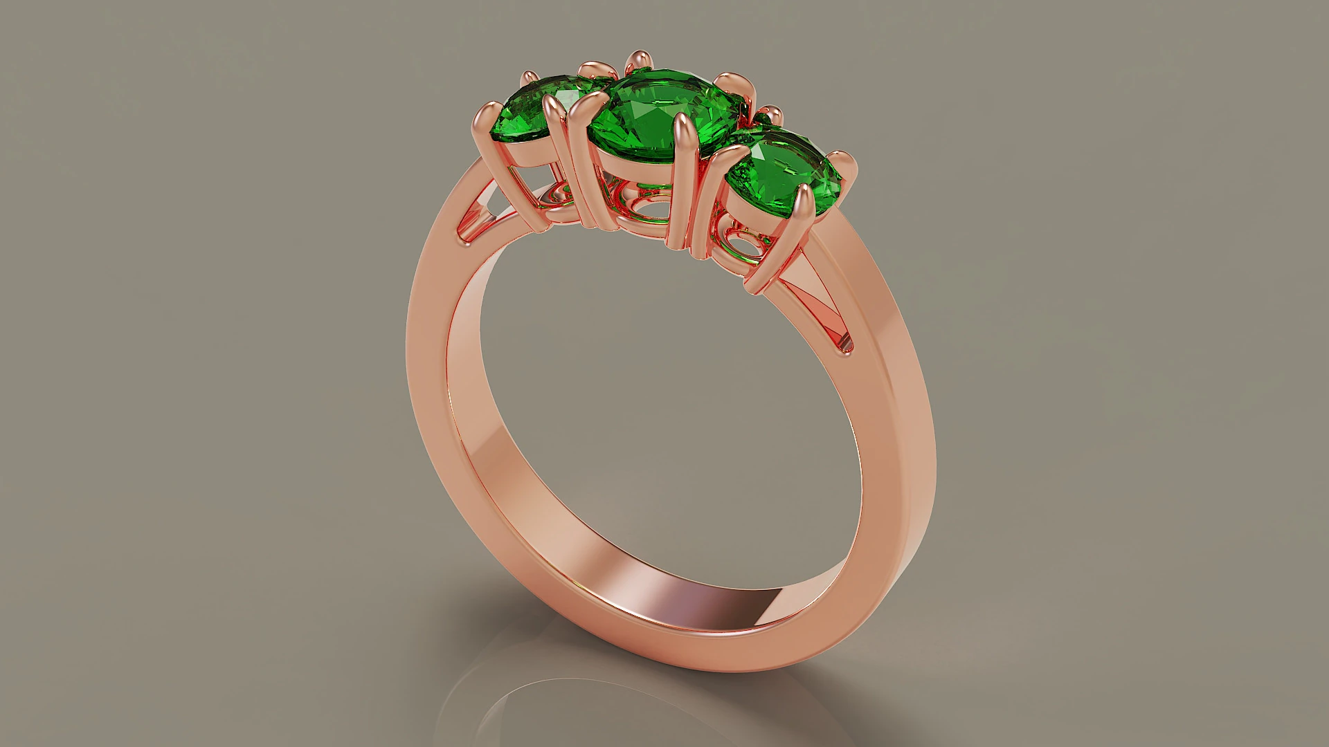 Cathedral style round cut three stone ring 3D Print Model .c4d .max .obj .3ds .fbx .stl .blend