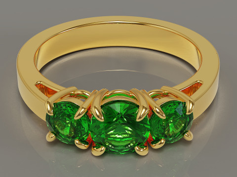 Cathedral style round cut three stone ring 3Dプリントモデル