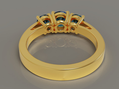 Cathedral style round cut three stone ring 3Dプリントモデル