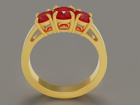 Cathedral style round cut three stone ring 3Dプリントモデル