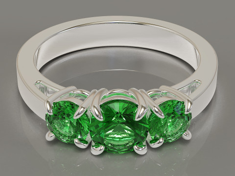 Cathedral style round cut three stone ring 3Dプリントモデル