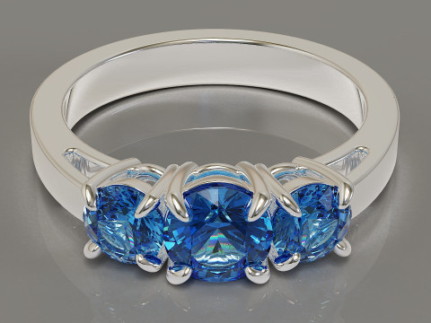 Cathedral style round cut three stone ring 3Dプリントモデル