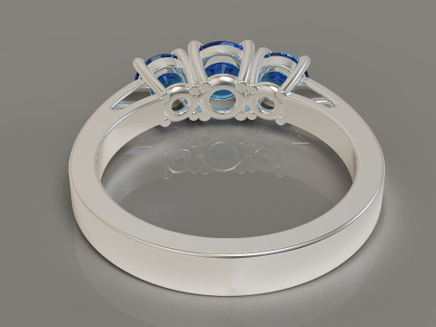 Cathedral style round cut three stone ring 3Dプリントモデル