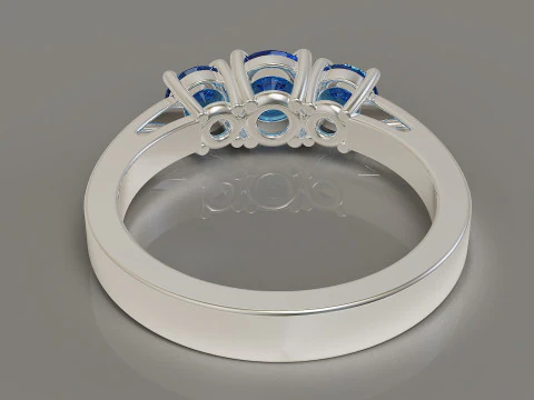 Cathedral style round cut three stone ring 3D Print Model