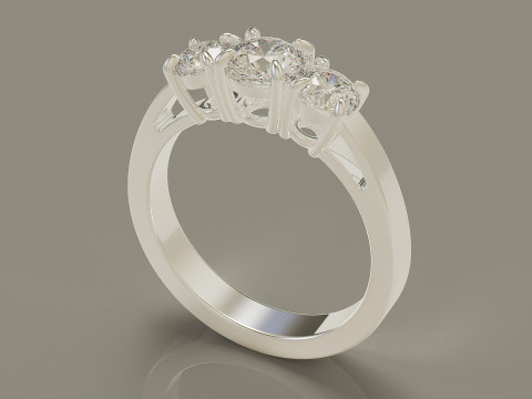 Cathedral style round cut three stone ring 3Dプリントモデル