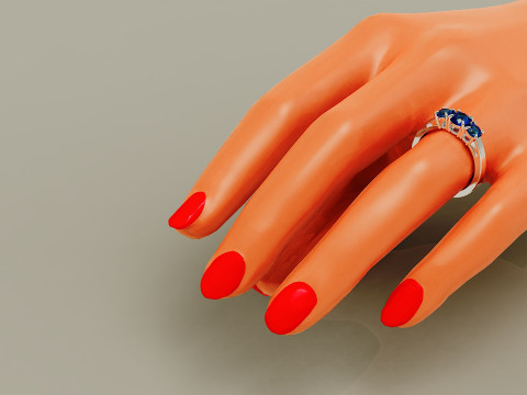Cathedral style round cut three stone ring 3Dプリントモデル