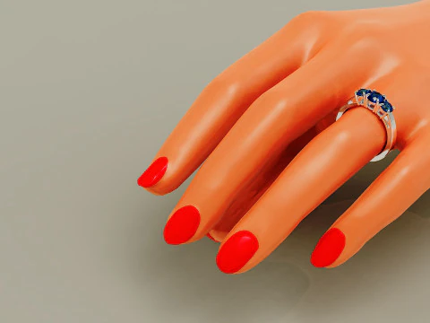 Cathedral style round cut three stone ring 3D Print Model