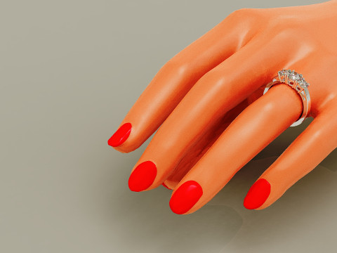 Cathedral style round cut three stone ring 3Dプリントモデル