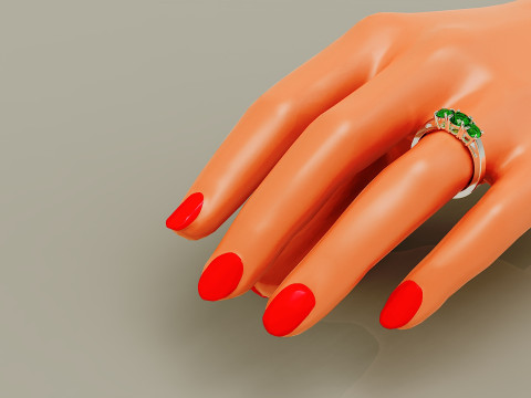 Cathedral style round cut three stone ring 3Dプリントモデル