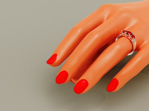 Cathedral style round cut three stone ring 3Dプリントモデル