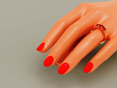 Cathedral style round cut three stone ring 3Dプリントモデル