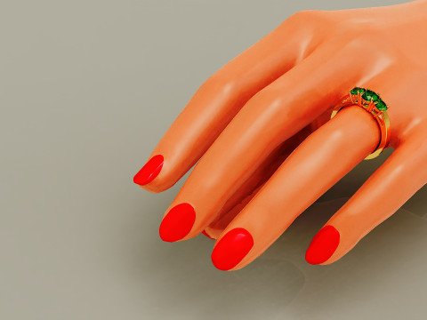 Cathedral style round cut three stone ring 3Dプリントモデル