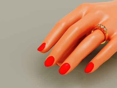 Cathedral style round cut three stone ring 3Dプリントモデル