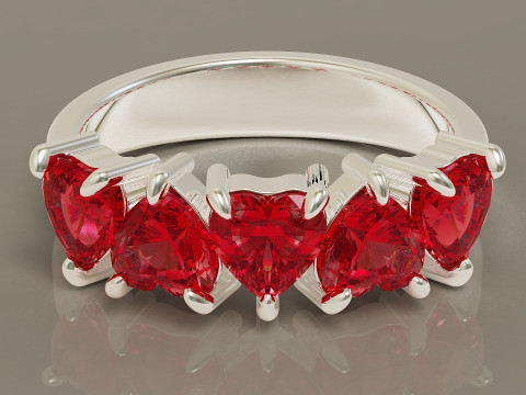 Heart shape five stone wedding ring 3Dプリントモデル