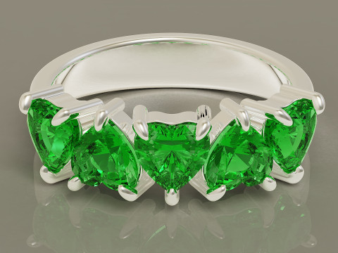 Heart shape five stone wedding ring 3Dプリントモデル