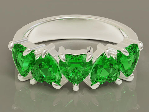 Heart shape five stone wedding ring 3D Print Model