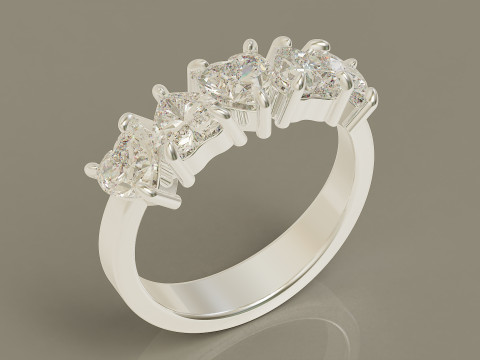 Heart shape five stone wedding ring 3Dプリントモデル