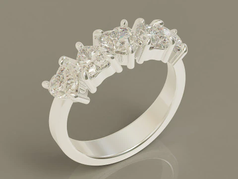 Heart shape five stone wedding ring 3D Print Model