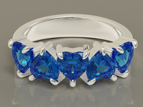Heart shape five stone wedding ring 3Dプリントモデル