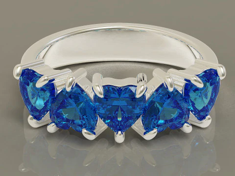 Heart shape five stone wedding ring 3D Print Model