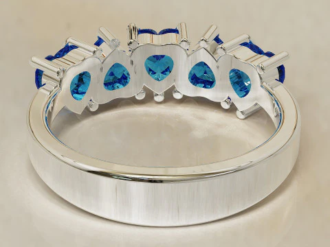 Heart shape five stone wedding ring 3D Print Model