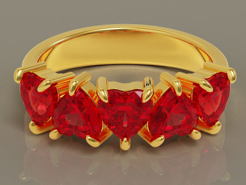 Heart shape five stone wedding ring 3Dプリントモデル