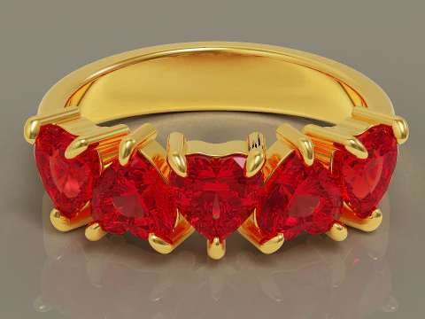 Heart shape five stone wedding ring 3D Print Model