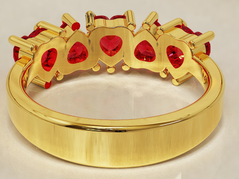 Heart shape five stone wedding ring 3Dプリントモデル