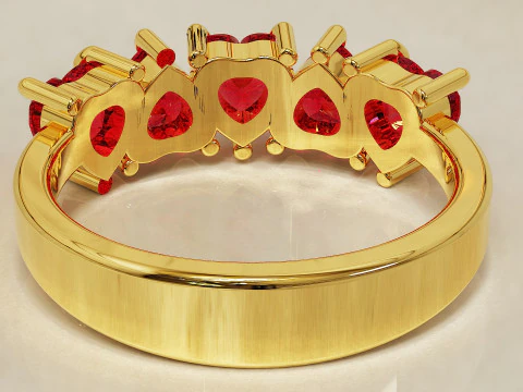 Heart shape five stone wedding ring 3D Print Model