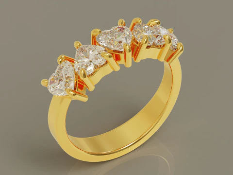 Heart shape five stone wedding ring 3D Print Model