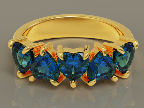 Heart shape five stone wedding ring 3Dプリントモデル