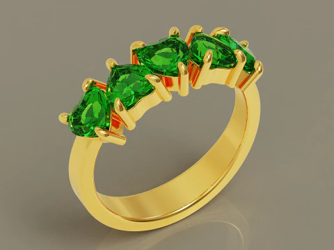 Heart shape five stone wedding ring 3D Print Model