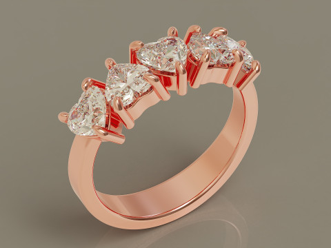 Heart shape five stone wedding ring 3Dプリントモデル