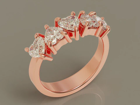 Heart shape five stone wedding ring 3D Print Model